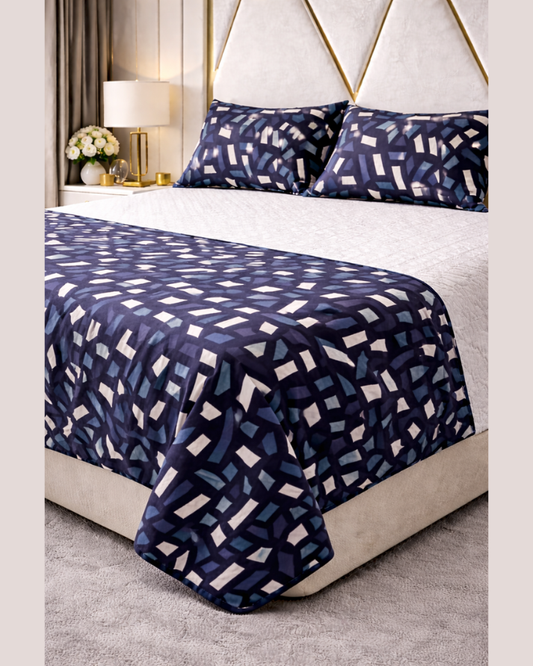 Luxury Cotton Navy Bedsheet Set – Soft Touch, Breathable Fabric with Elegant Modern Finish