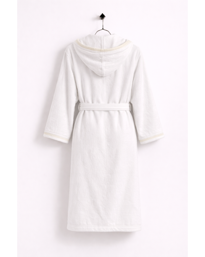 Luxury Cotton Bathrobe with Contrast Piping