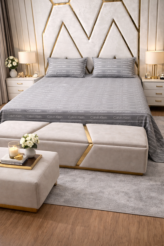 Luxury Cotton light grey Bedsheet Set – Soft Touch, Breathable Fabric with Elegant Modern Finish