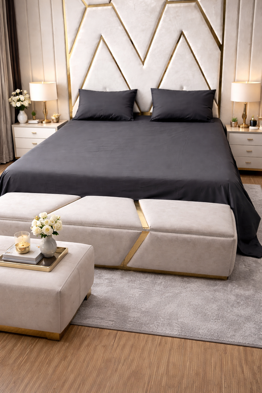 Premium Cotton Grey Bedsheet Set with Matching Mattress Cover – Soft, Breathable & Elegant Finish