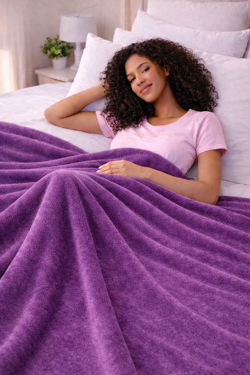 Elegant Embossed Blanket | Luxury Coral AC Fleece (LIGHT PURPLE)