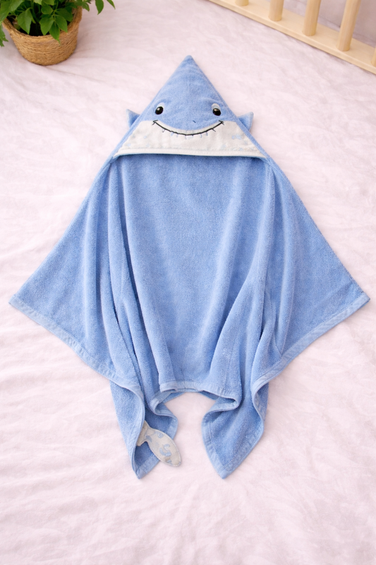 Kids Hooded Towel Blue Fish Hooded Towel