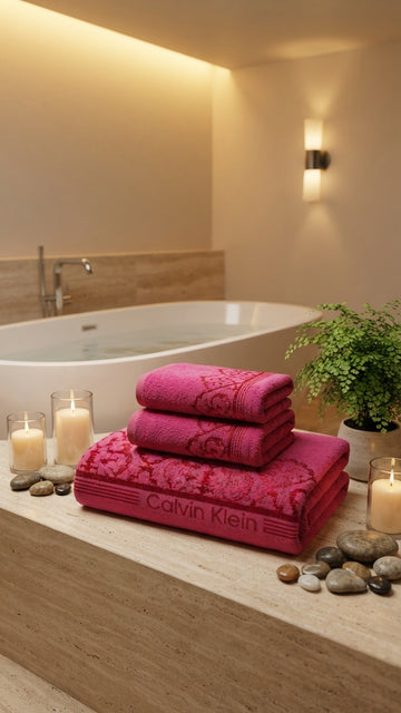 CK Cotton Bath Towel Set Pack of 3 – Soft & Absorbent | 27×54 & 20×40 Inches