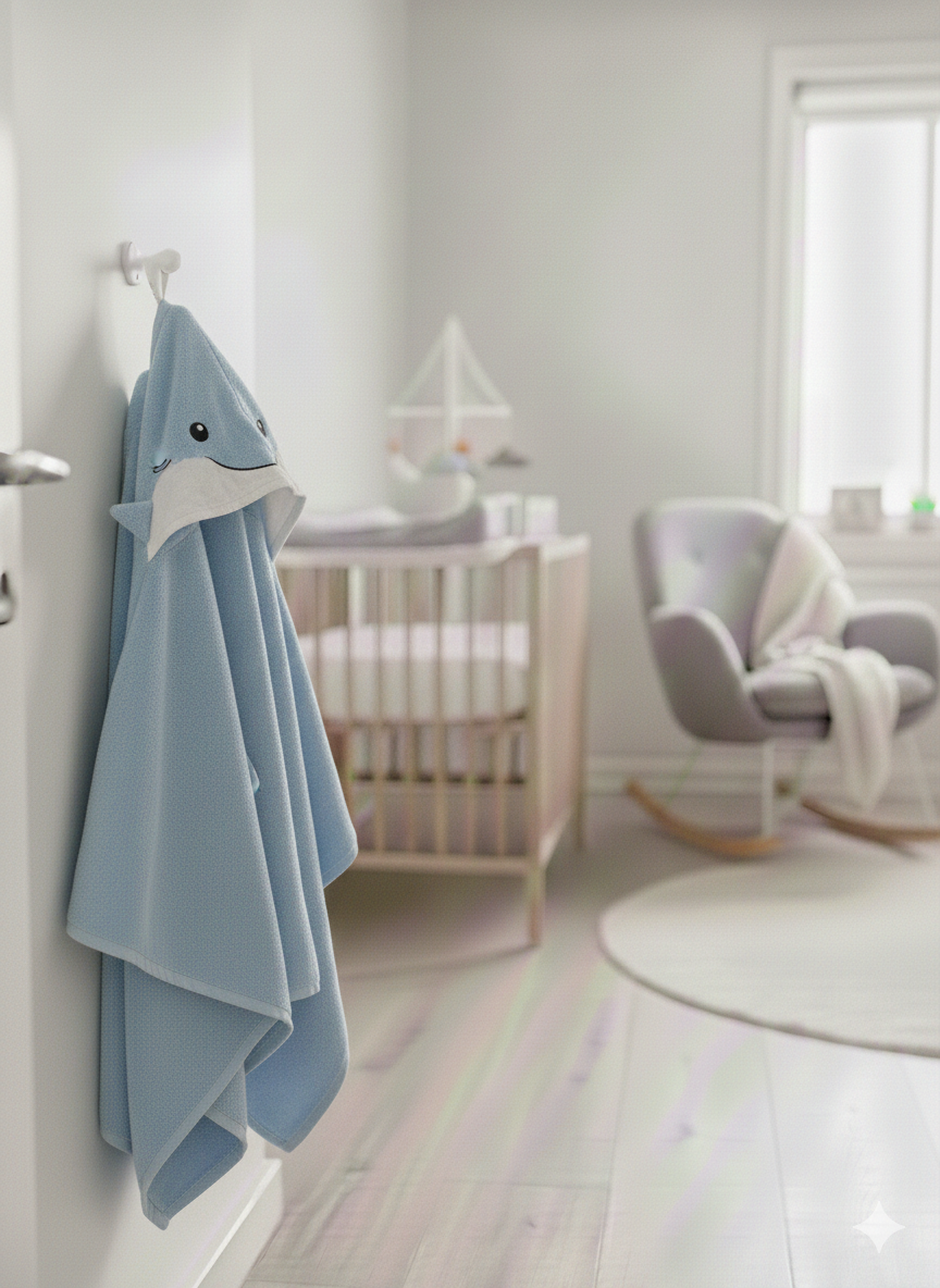 Kids Hooded Towel Blue Fish Hooded Towel