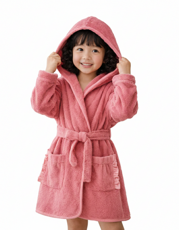 Unicorn Hooded Kids Bathrobe – Pink (Ages 4 to 10)