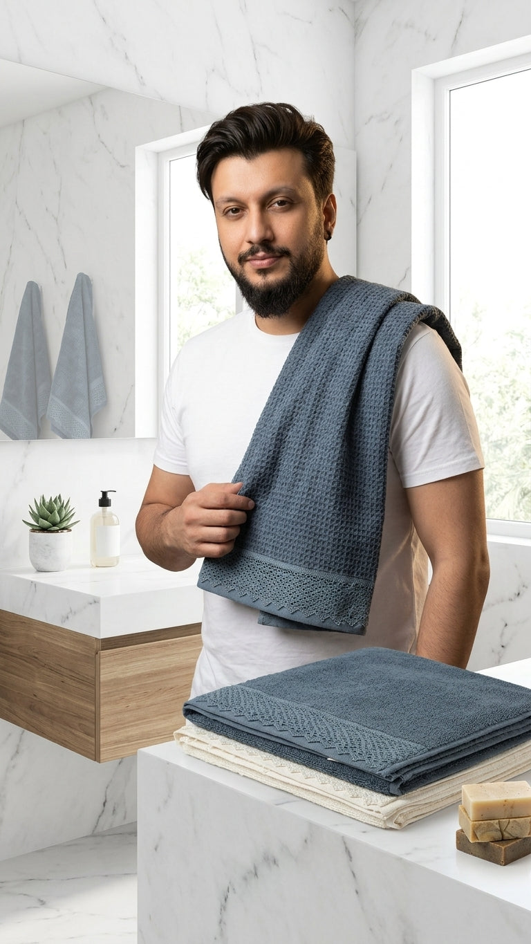 Cotton Bath Towel, Dark Grey, 27 × 54 Inches