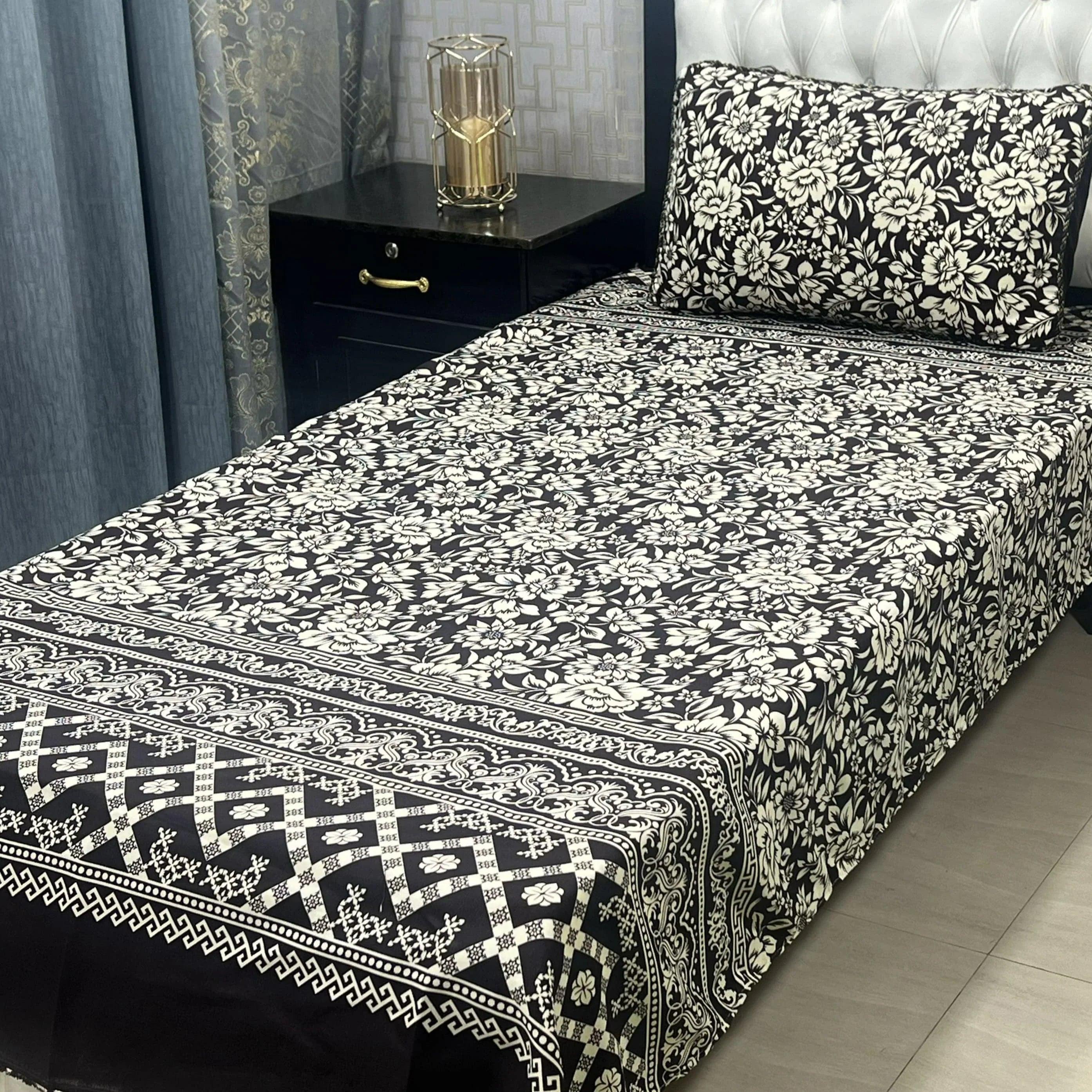 Luxurious Bedding Collection Vol 24 | Pure Soft 3D Crystal Cotton | 2 Single Size Bedsheets (90x60 Inches)
