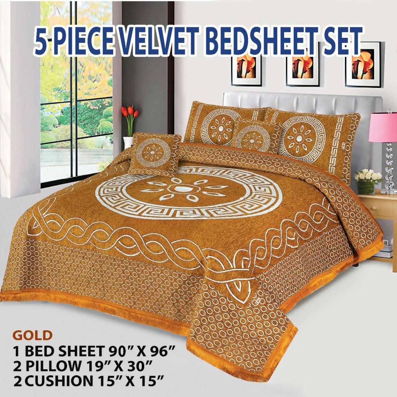 Premium Fomi Four Border Jacquard Bed Sheet Set – 4 Pcs: 1 Fomi Bed Sheet, 2 Pillow Covers, 1 Cushion Cover