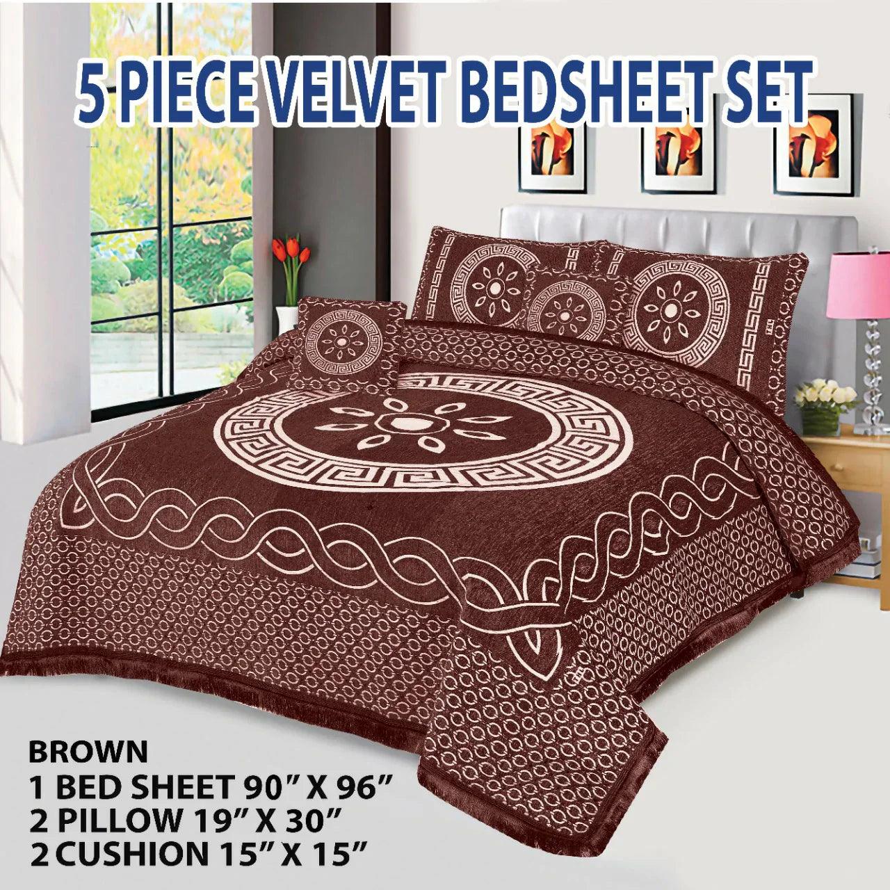 Premium Fomi Four Border Jacquard Bed Sheet Set – 4 Pcs: 1 Fomi Bed Sheet, 2 Pillow Covers, 1 Cushion Cover