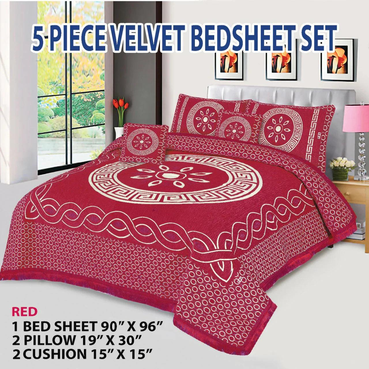 Premium Fomi Four Border Jacquard Bed Sheet Set – 4 Pcs: 1 Fomi Bed Sheet, 2 Pillow Covers, 1 Cushion Cover