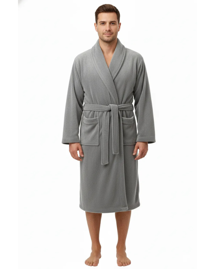 Plush Fleece Bathrobe Long Shawl Collar