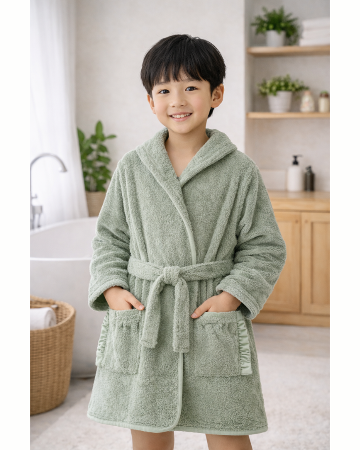 Crocodile Hooded Kids Bathrobe – Green