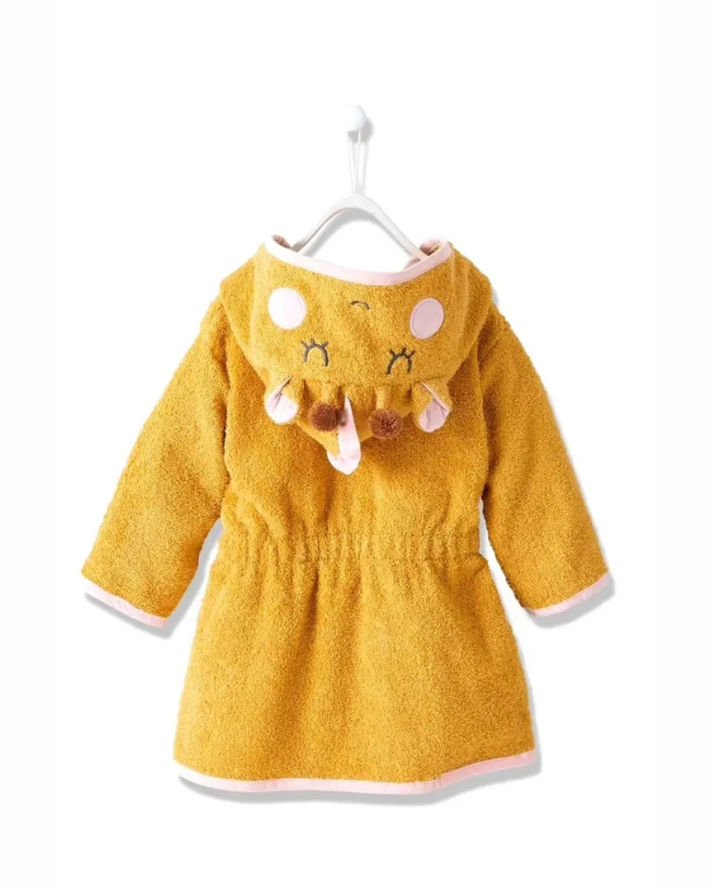 Giraffe Hooded Kids Bathrobe – Yellow (Ages 9 Months to 3 Years)