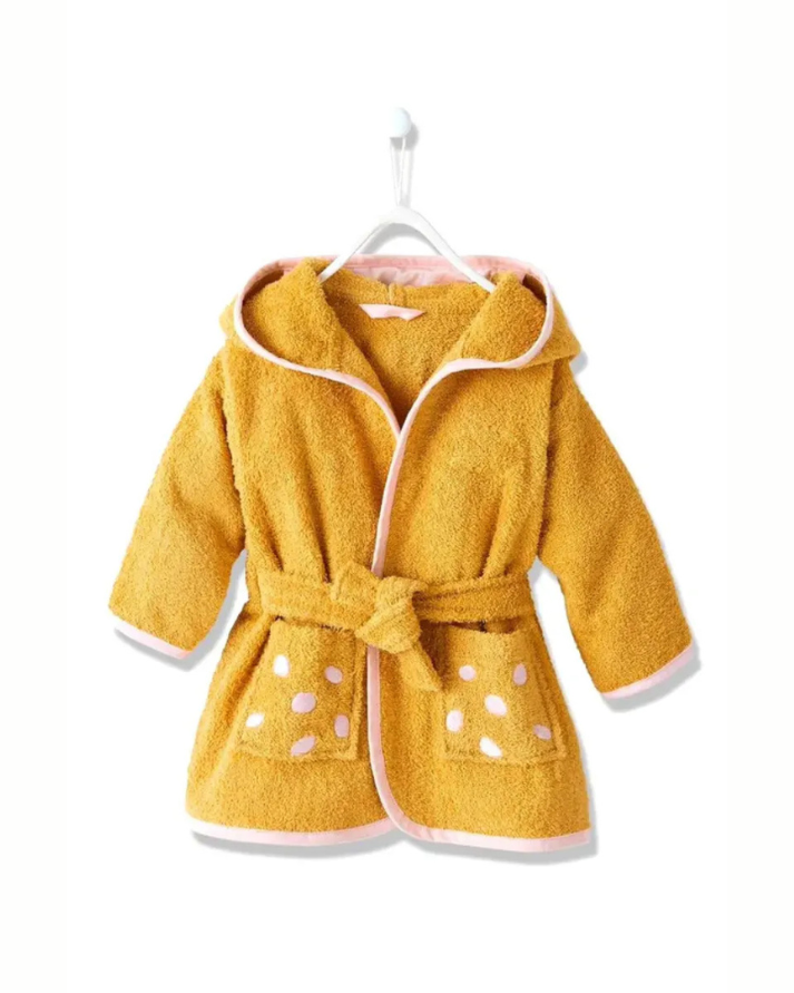 Giraffe Hooded Kids Bathrobe – Yellow (Ages 9 Months to 3 Years)