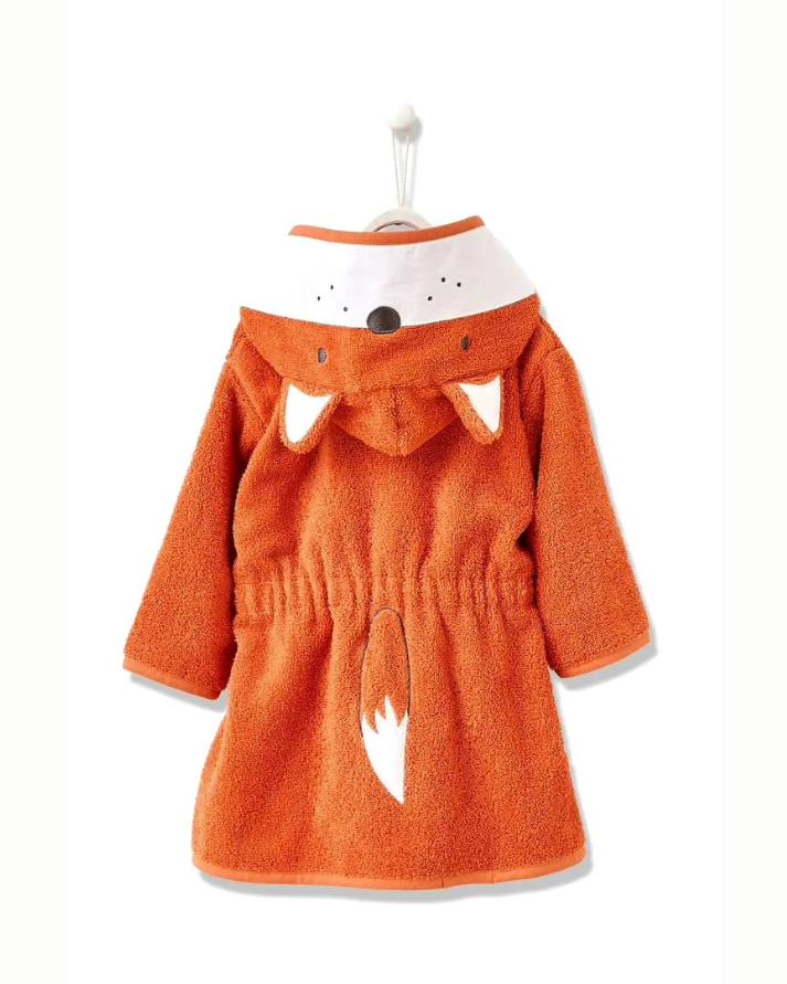 Fox Hooded Kids Bathrobe – Orange (Ages 1 to 2 Years)