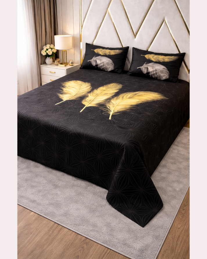 Luxury Cotton Black Bedsheet Set – Soft Touch, Breathable Fabric with Elegant Modern Finish