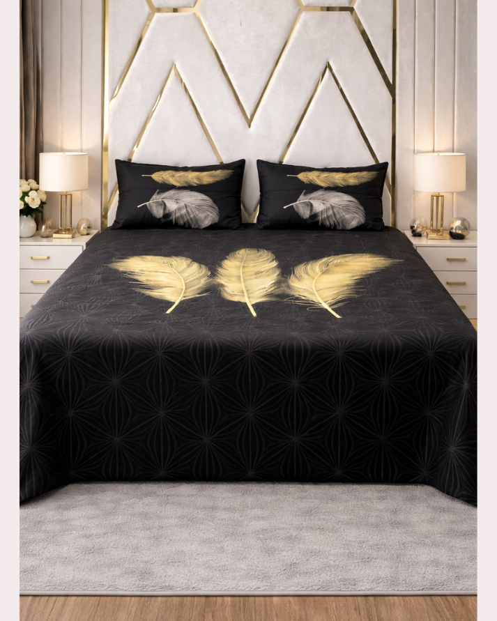 Luxury Cotton Black Bedsheet Set – Soft Touch, Breathable Fabric with Elegant Modern Finish