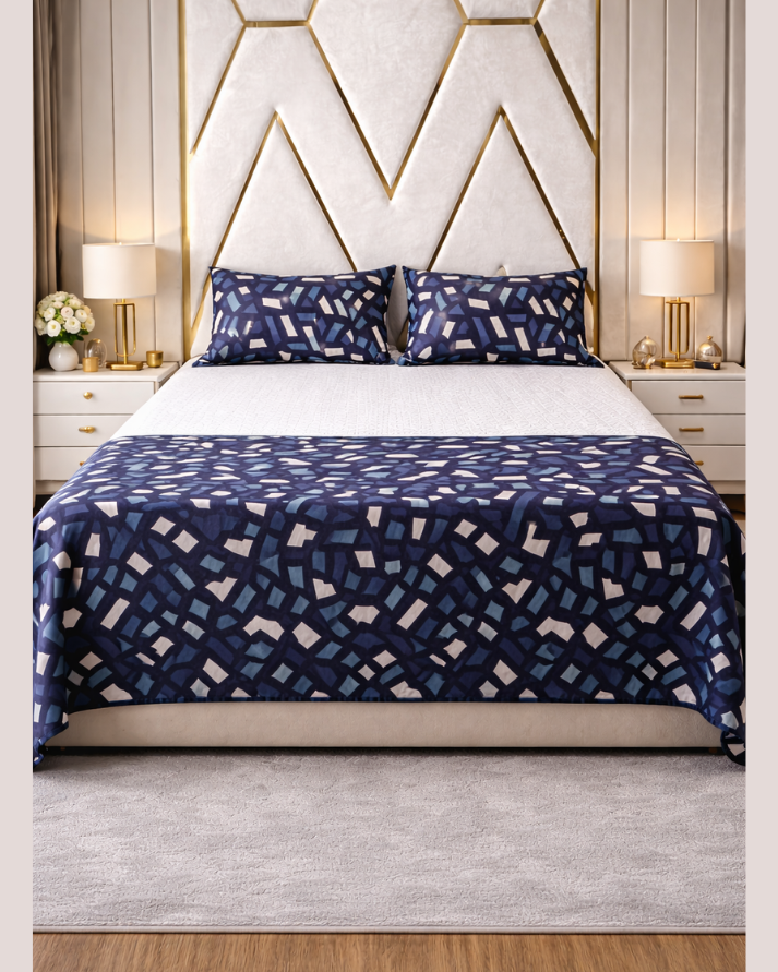 Luxury Cotton Navy Bedsheet Set – Soft Touch, Breathable Fabric with Elegant Modern Finish