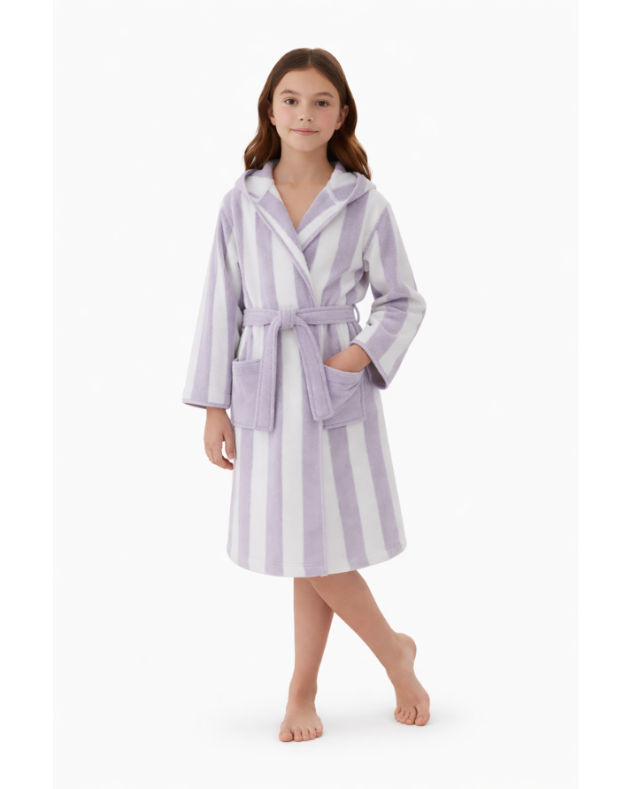Striped Bathrobe for Children, Transat - Striped Violet