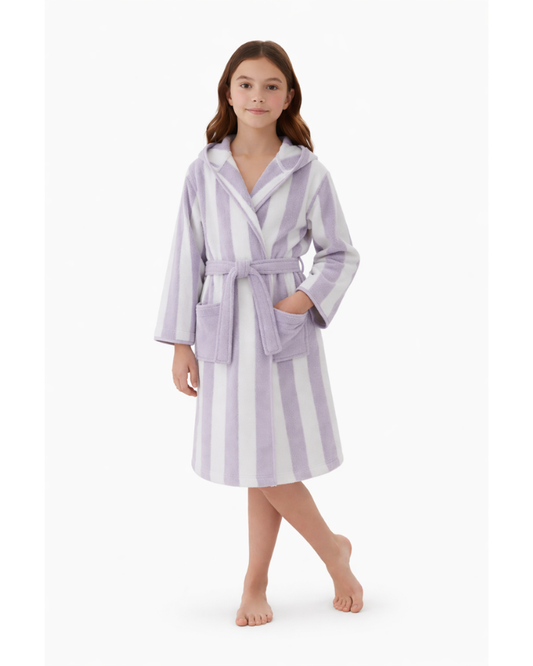 Striped Bathrobe for Children, Transat - Striped Violet