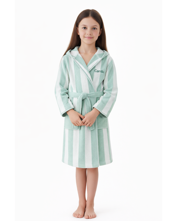 Striped Bathrobe for Children, Transat - Striped Green