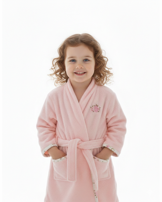 Kids Toddler Bathrobe - FlowersSolid