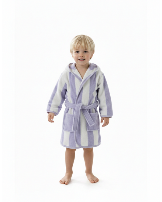 Kids Striped Purple Bathrobe (4 Years) | Hooded & Cozy
