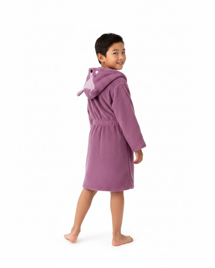 Deer Hooded Kids Bathrobe – Mauve (Ages 4 to 10 Years)