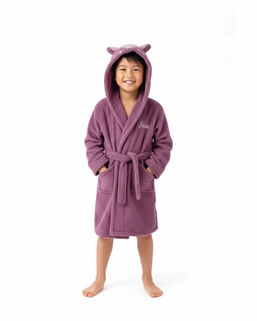 Deer Hooded Kids Bathrobe – Mauve (Ages 4 to 10 Years)