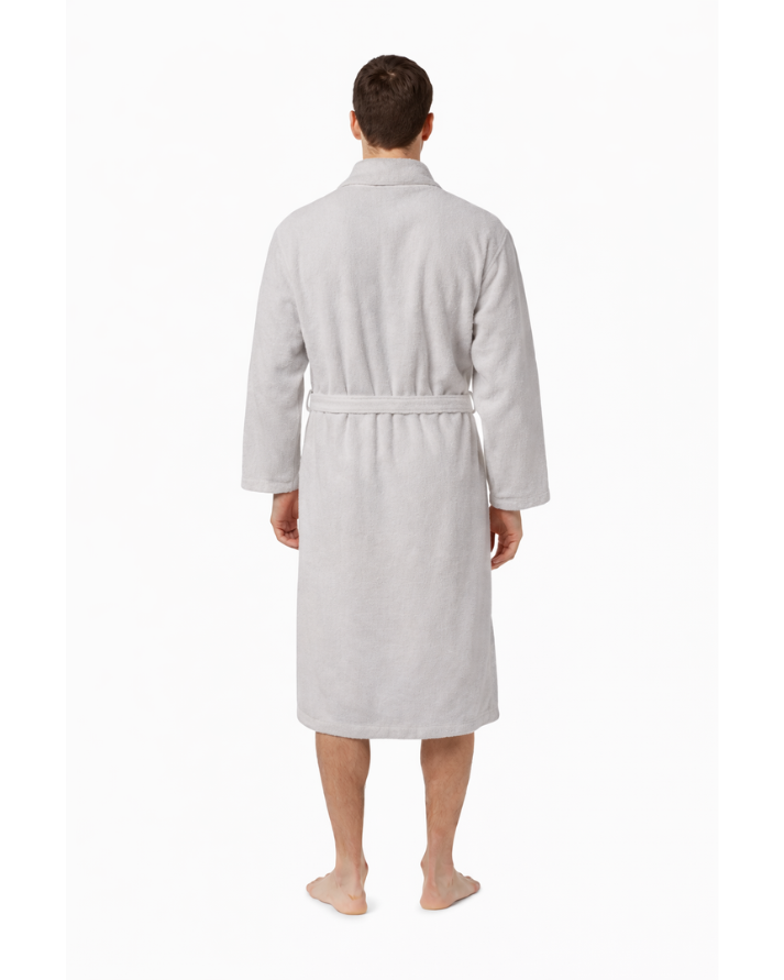 Silver Premium Cotton Bathrobe with Polo Embroidery