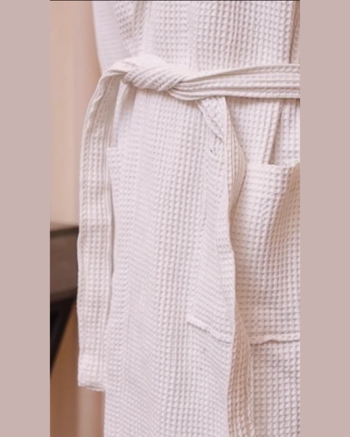 Luxury White Versace Waffle Bathrobe – Unisex Designer Robe