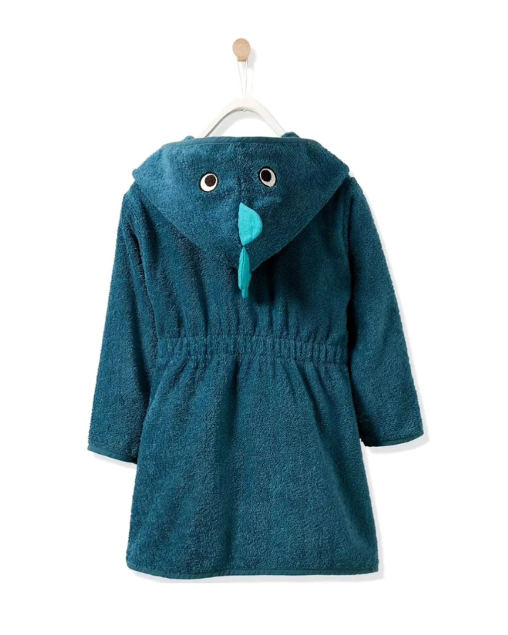 Dinosaur Hooded Kids Bathrobe – Dark Blue (Ages 4 to 10)