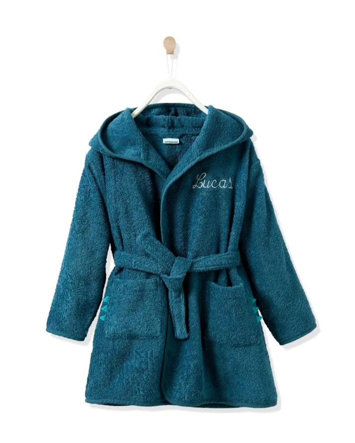 Dinosaur Hooded Kids Bathrobe – Dark Blue (Ages 4 to 10)