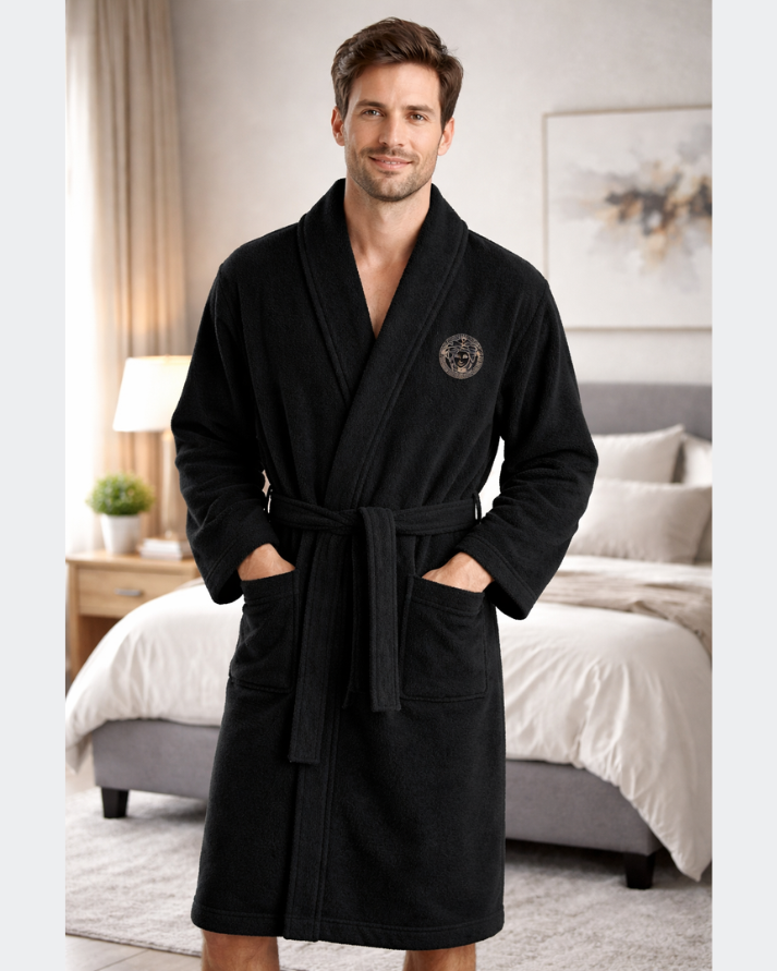 Luxury Black Versace Bathrobe – Unisex Designer Robe