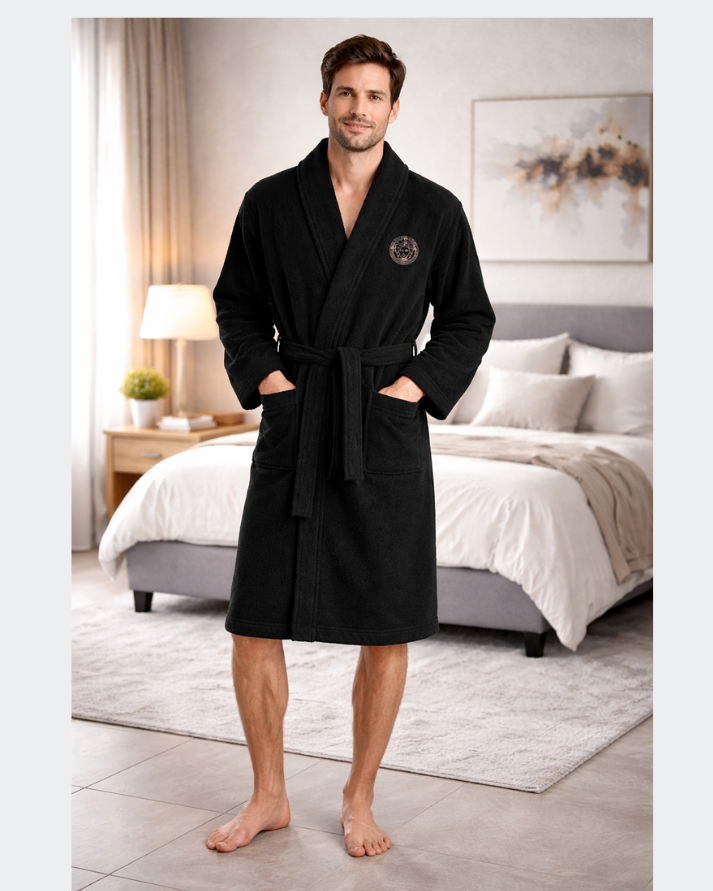 Luxury Black Versace Bathrobe – Unisex Designer Robe