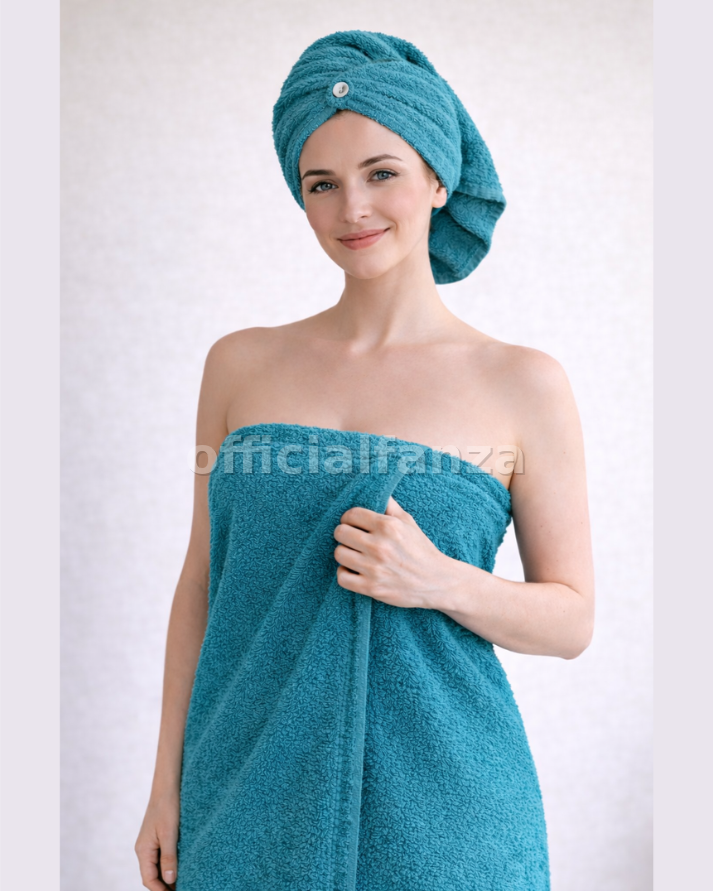 Zinc Women shower wrap with Hair Turban