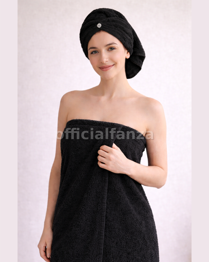 Black Women shower wrap with Hair Turban