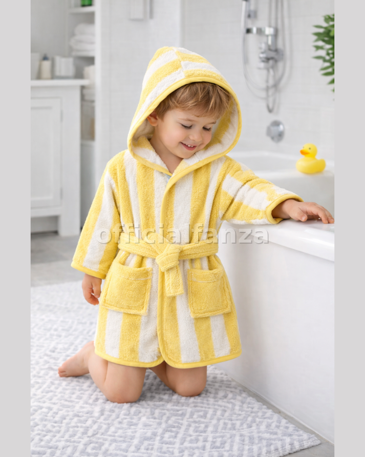 Striped Bathrobe for Children, Transat - Striped Yellow