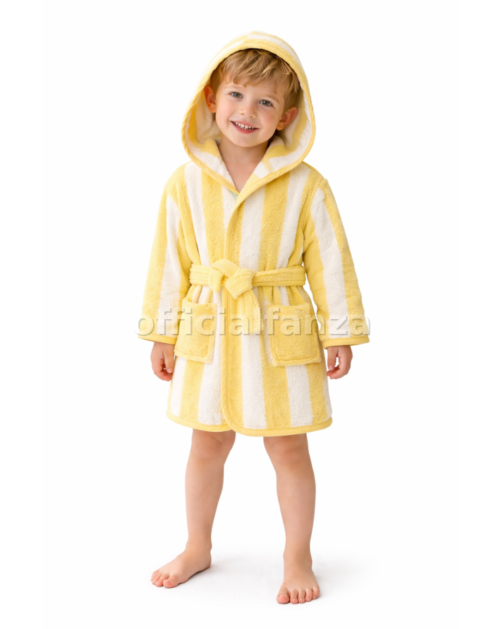 Striped Bathrobe for Children, Transat - Striped Yellow