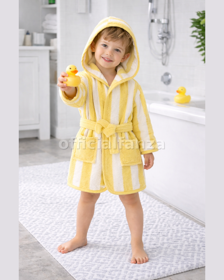 Striped Bathrobe for Children, Transat - Striped Yellow