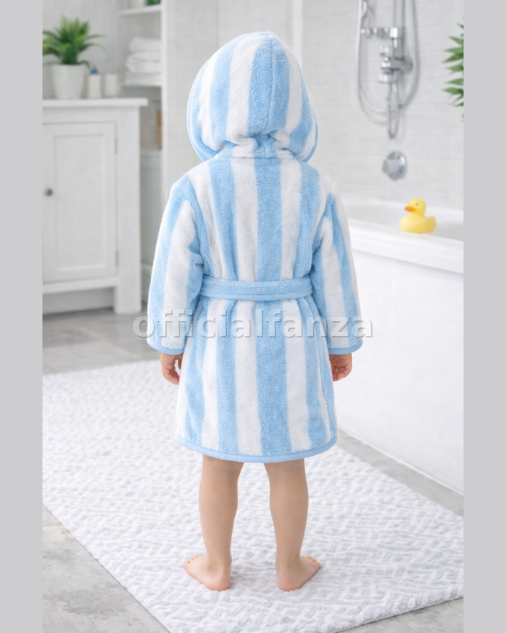 Striped Bathrobe for Children, Transat - Striped Sky Blue