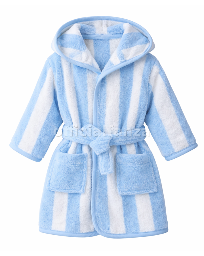 Striped Bathrobe for Children, Transat - Striped Sky Blue