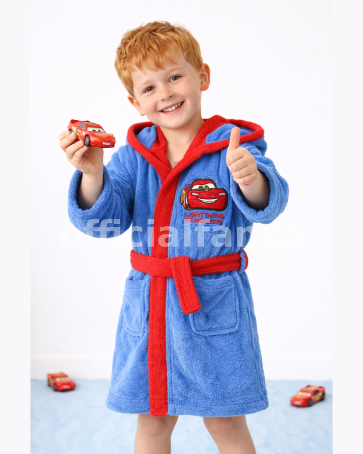 Kids Super Soft Hooded Bathrobe – Blue Cotton Robe with Belt & Pockets
