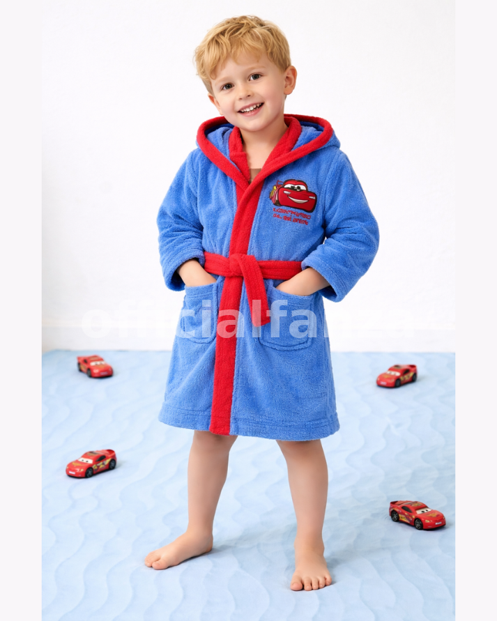 Kids Super Soft Hooded Bathrobe – Blue Cotton Robe with Belt & Pockets
