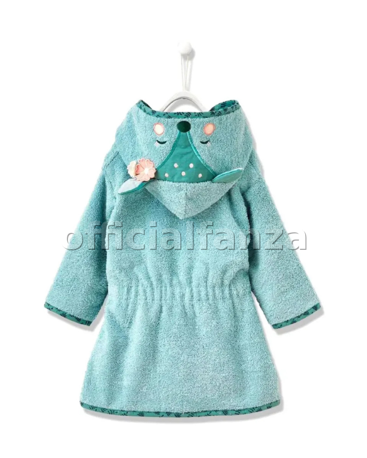 Fox Hooded Kids Bathrobe – Sky Blue (Ages 9 Months to 3 Years)