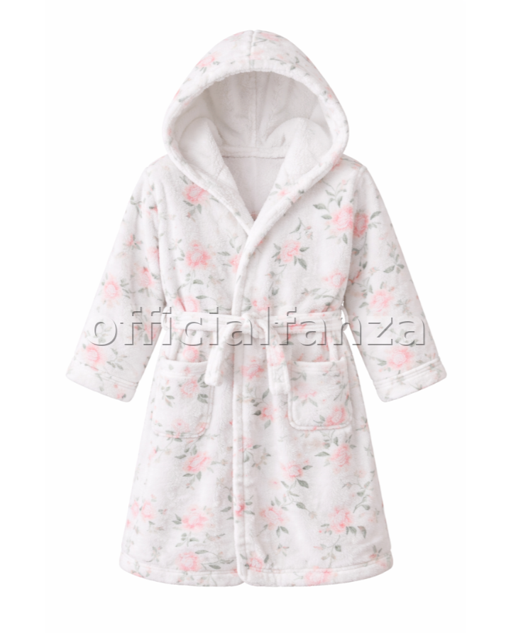 White Floral Printed Bathrobe for Kids – Soft & Cozy Wear | 6 to 14 year