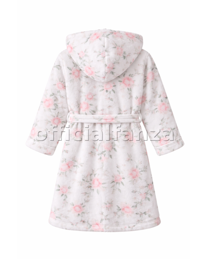 White Floral Printed Bathrobe for Kids – Soft & Cozy Wear | 6 to 14 year