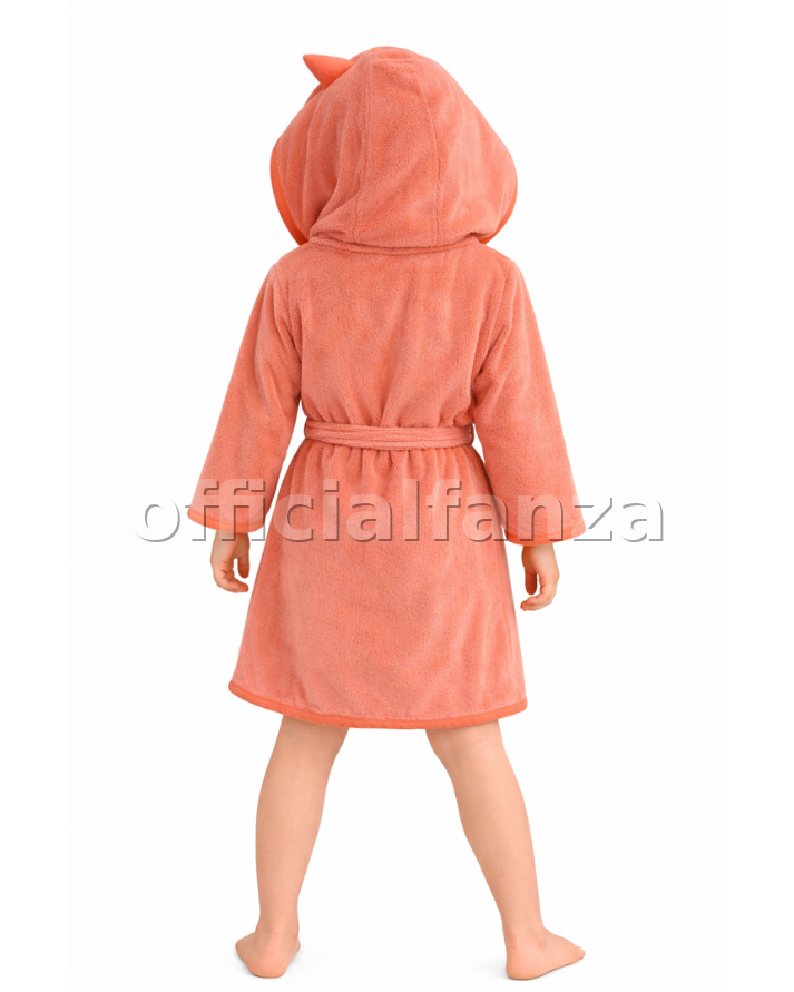 Cat Hooded Kids Bathrobe – Orange (Ages 4 to 6)