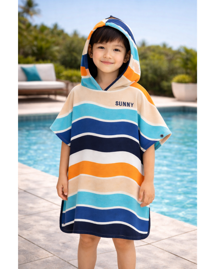 Kids Rainbow Hoodie Towel | Printed Poncho Bath Towel