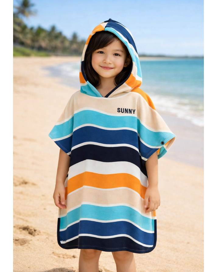 Kids Rainbow Hoodie Towel | Printed Poncho Bath Towel